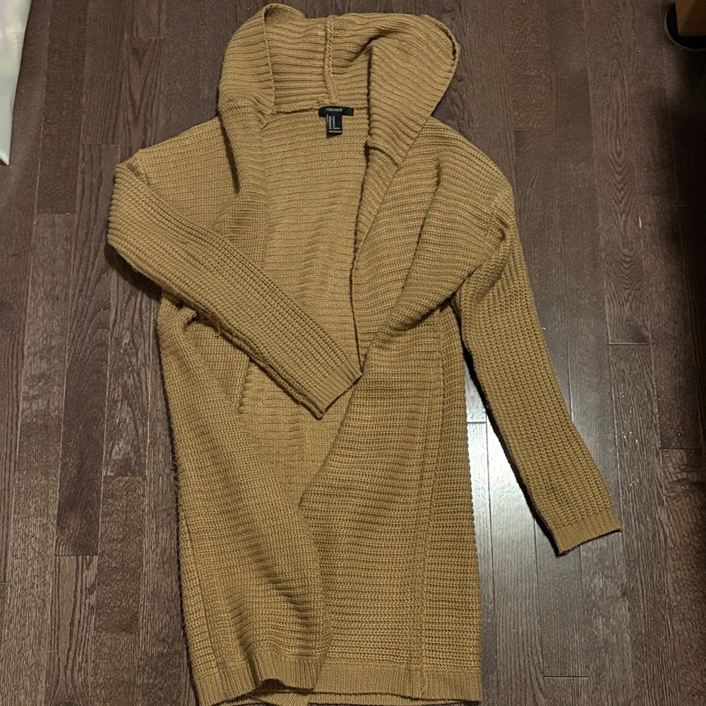 Forever 21 Tan Hooded Cardigan